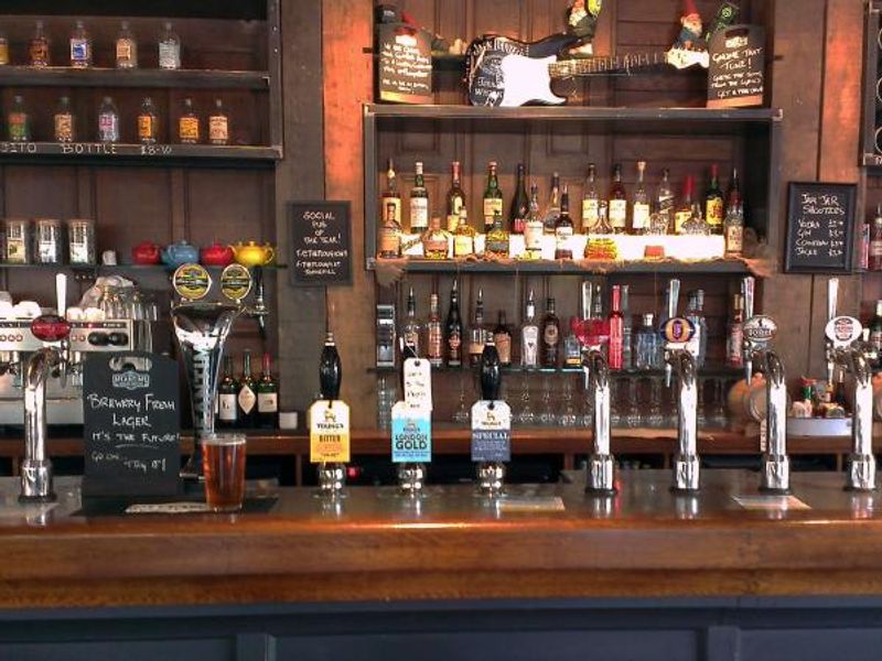 Beer pumps and fonts at the Plough St. John's Hill, SW11. (Pub, Bar). Published on 16-09-2013