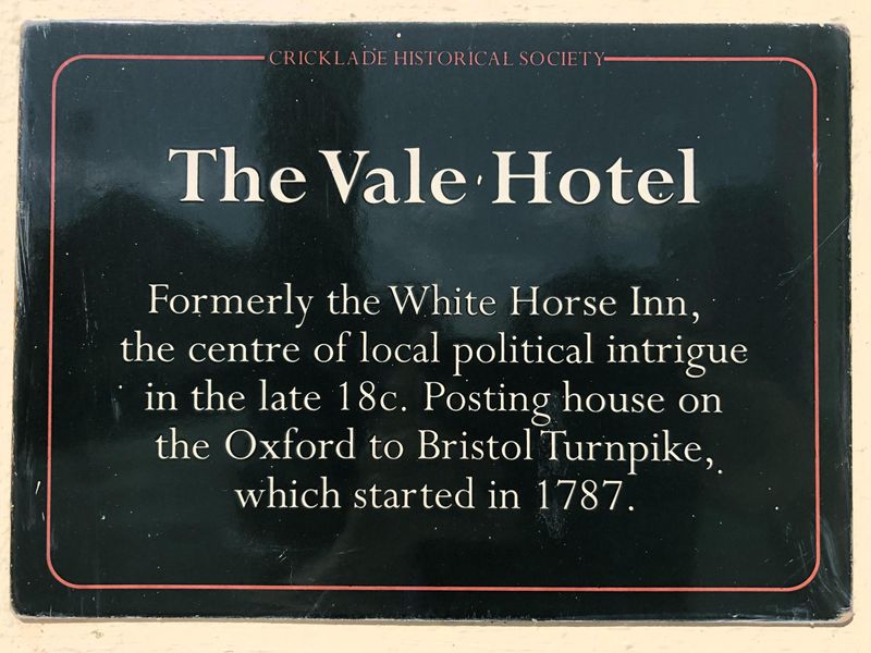 Historical plaque at the Vale Hotel. (External). Published on 27-08-2026