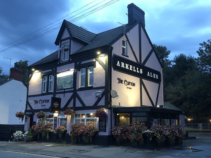 The Clifton at Night in 2026. (Pub, External, Sign). Published on 03-10-2026