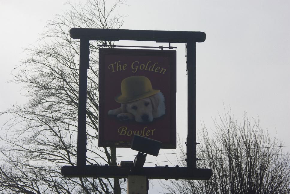 Golden Bowler sign. (Pub, External, Sign). Published on 21-03-2024