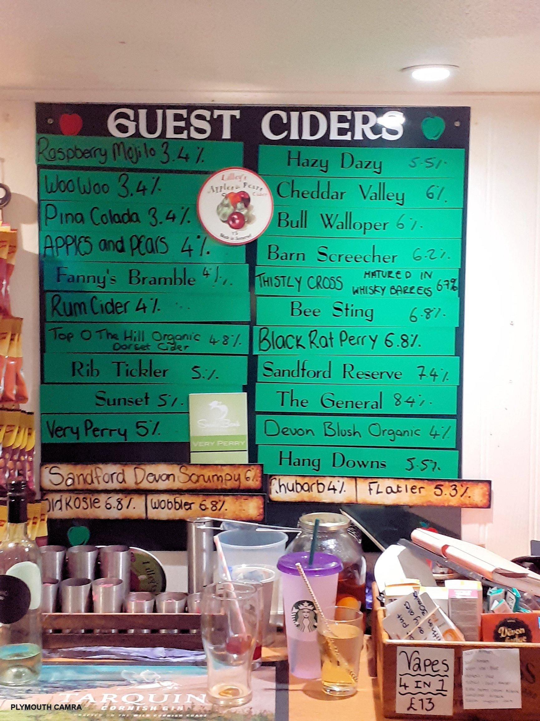 Example cider list April 2024. (Pub, Bar). Published on 16-04-2024