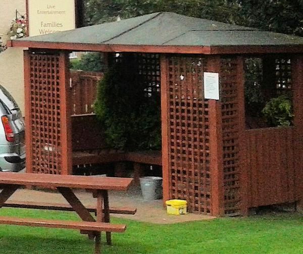 smoking shelter of former Barnsley Oak pub. (External, Garden). Published on 04-09-2014