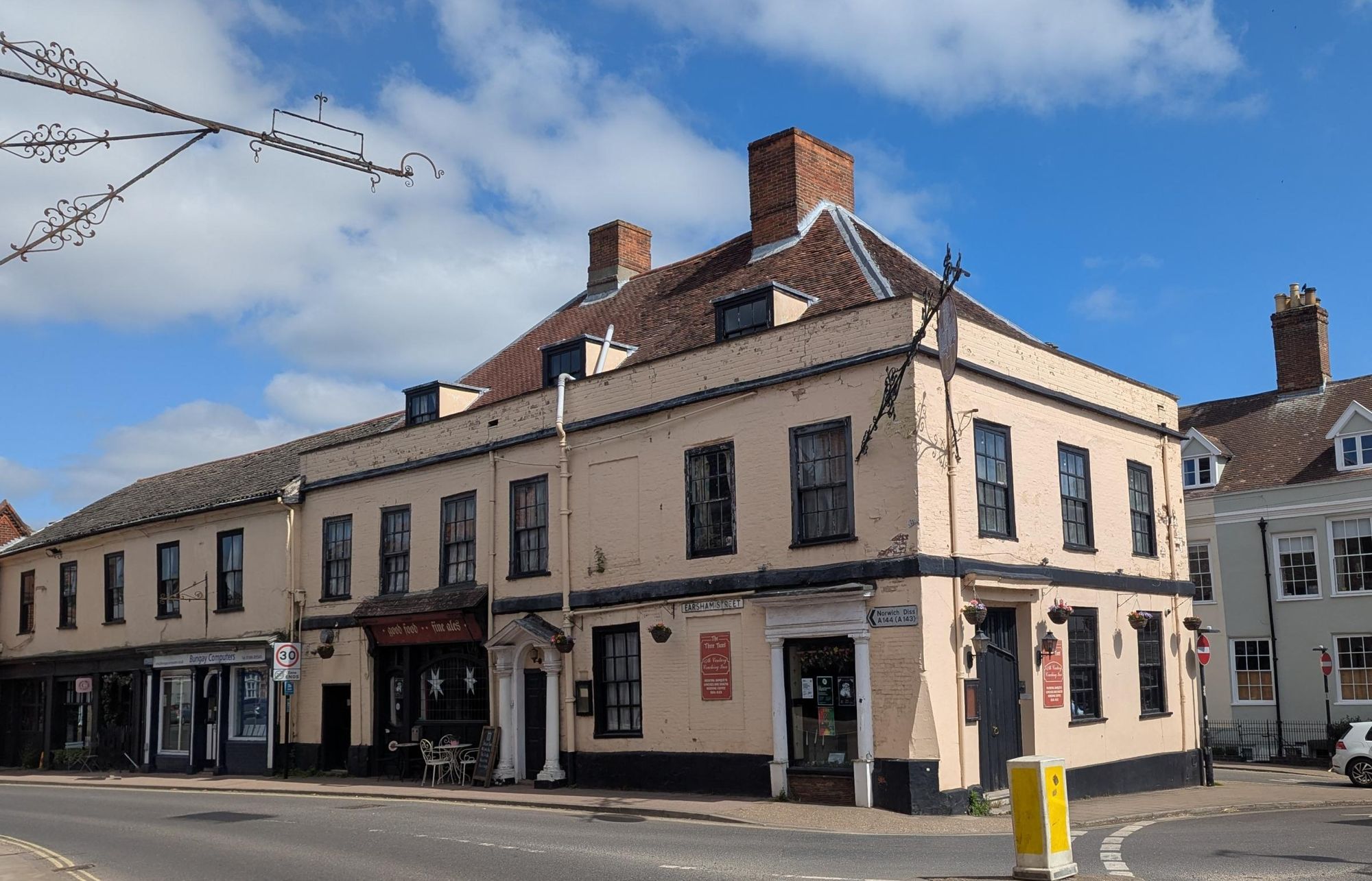 Three Tuns Bungay 170525 side view.jpg. (Pub, External). Published on 18-05-2025