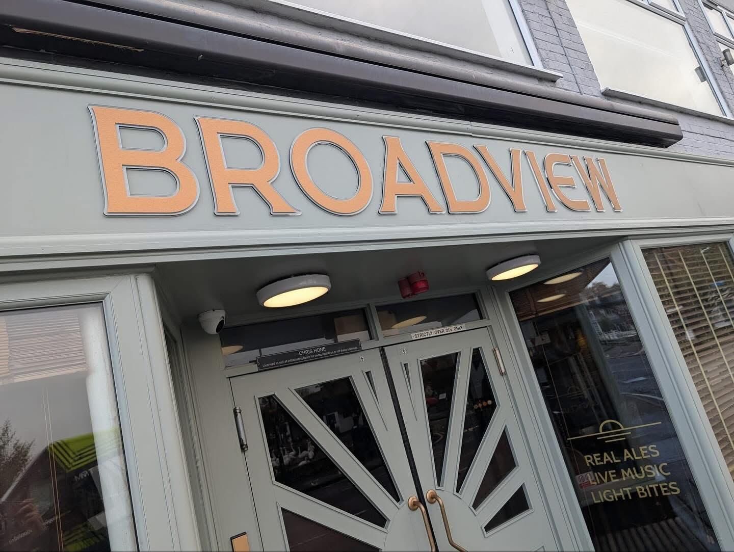 Broadview Oulton Broad 052526 entrance sign Copyright of bar.jpg. (Pub, External, Sign). Published on 05-02-2026