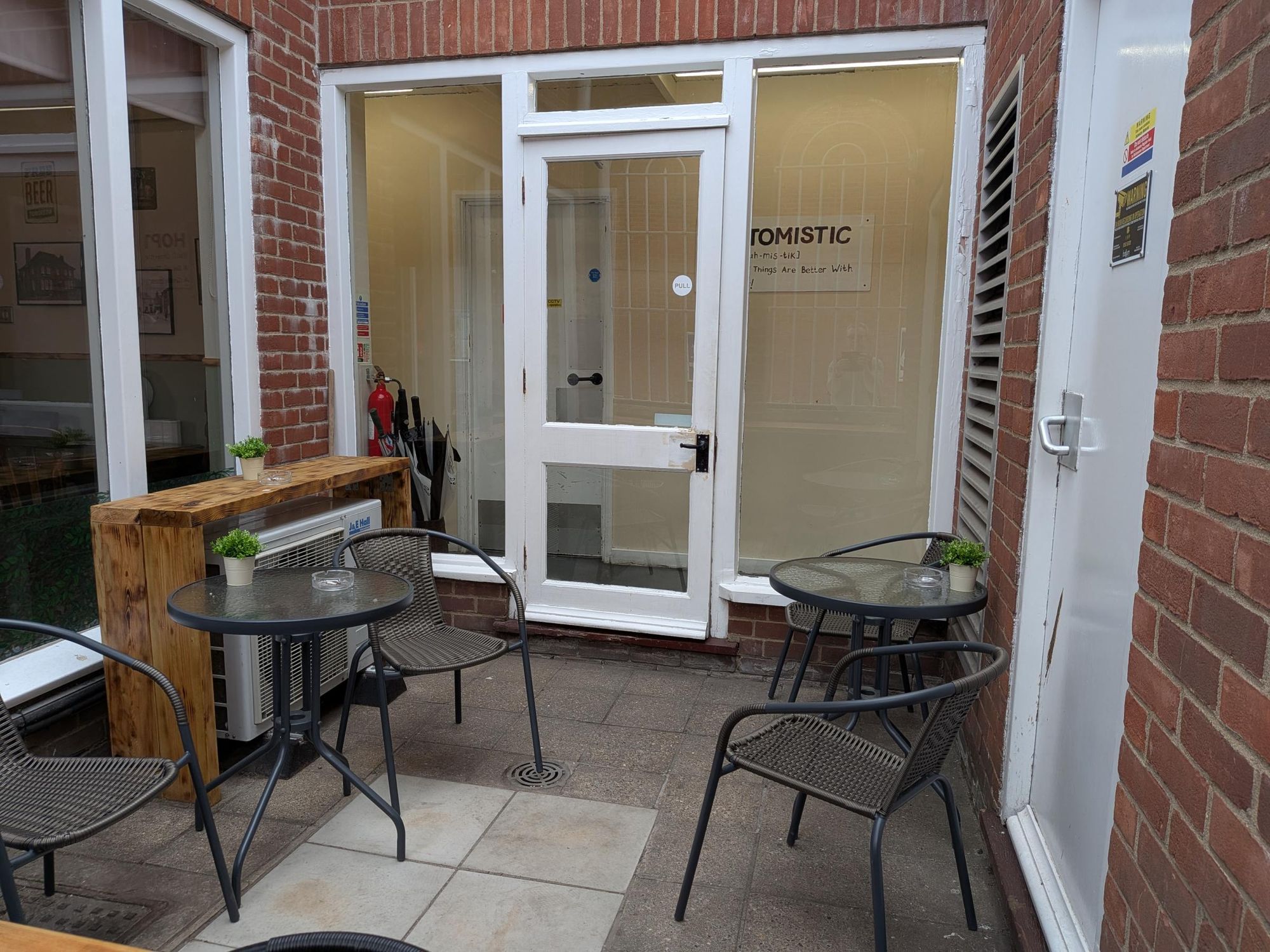 Old Tap, Beccles smoking area from road 290526.jpg. (Pub, External, Garden). Published on 29-05-2026