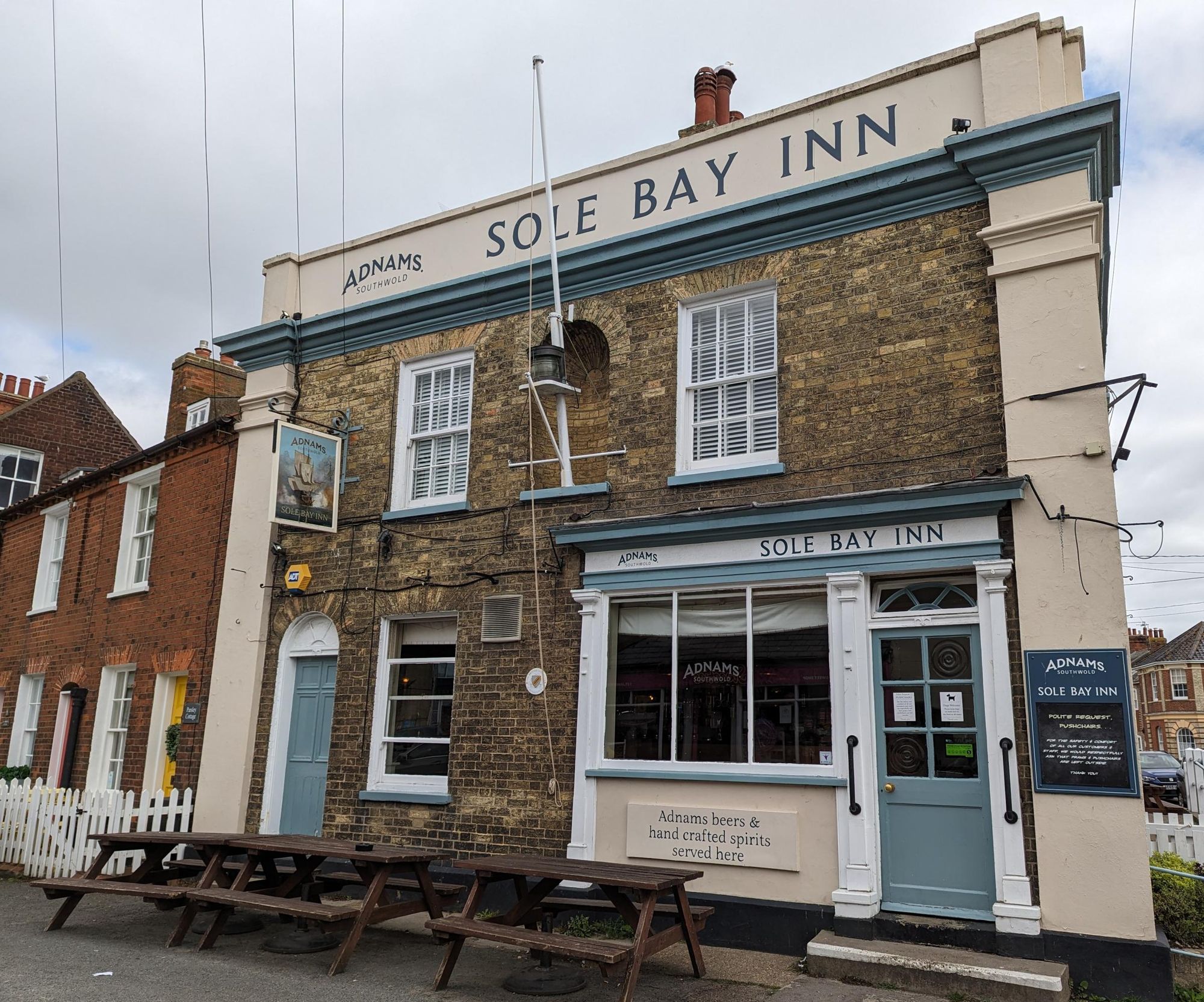 Sole Bay Inn Southwold front 080524. (Pub, External, Key). Published on 09-05-2024