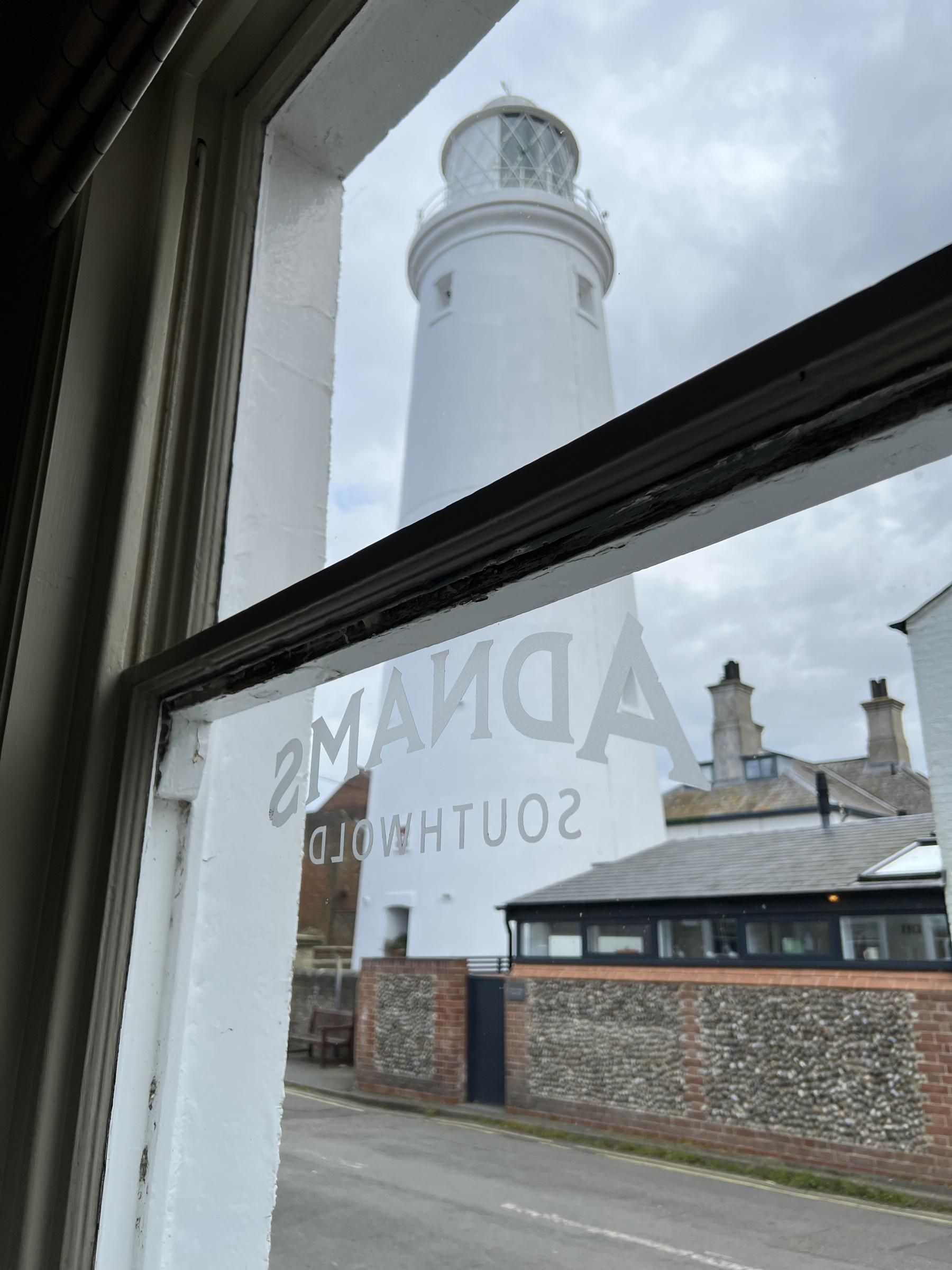 Sole Bay Inn Southwold lighthouse from pub 250524 IMG_2257 SW.jp. (External). Published on 25-05-2024