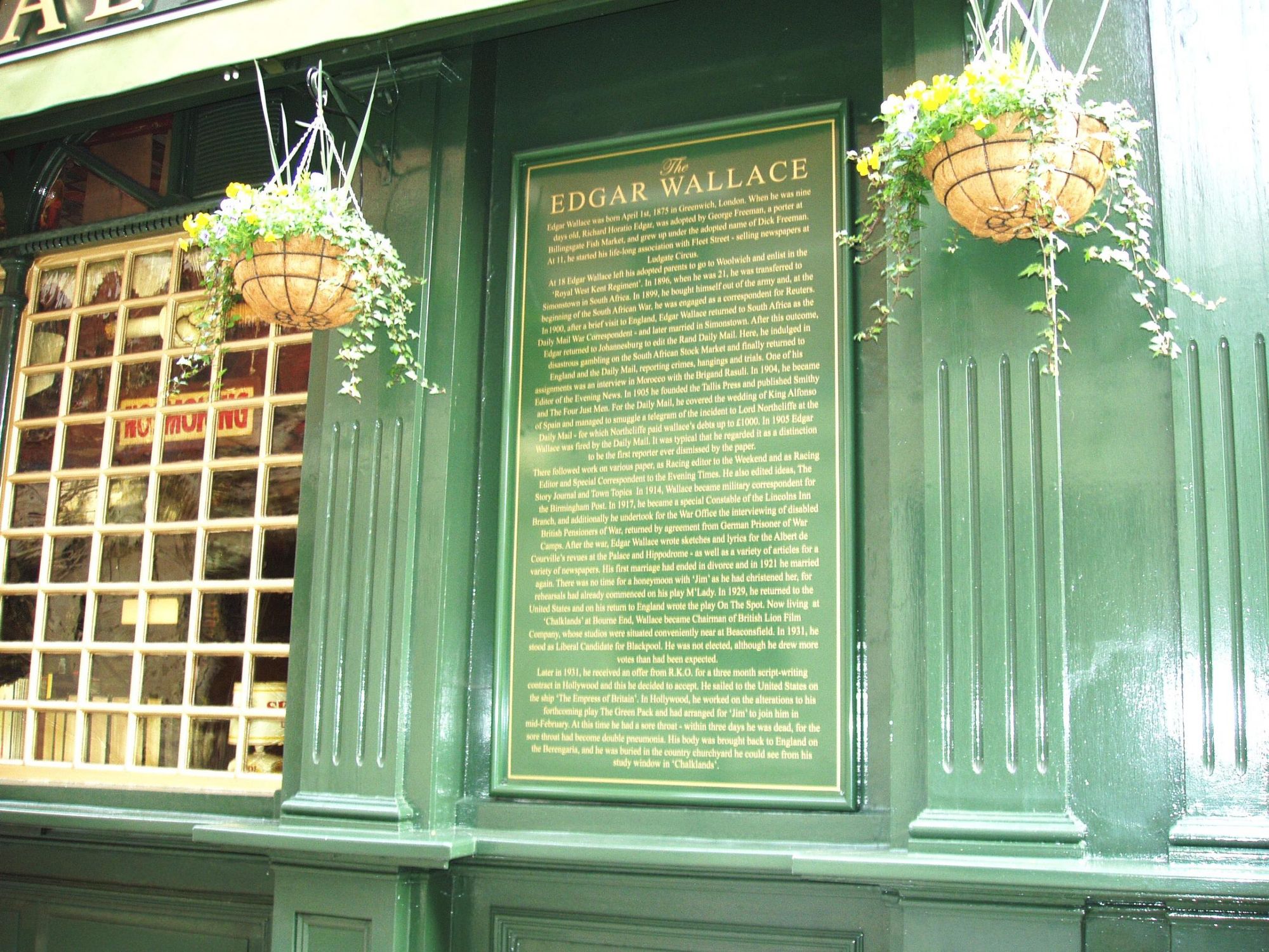 Edgar Wallace WC2-plaque Feb 2018. (Pub, External, Sign). Published on 18-02-2018