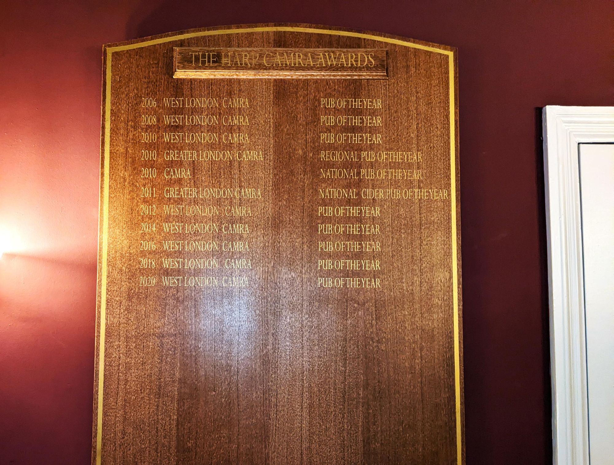 Harp awards board. (Pub, Award). Published on 07-09-2022
