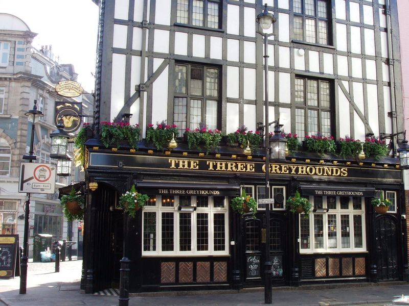 Three Greyhounds W1-2 May 2018. (Pub, External). Published on 07-05-2018