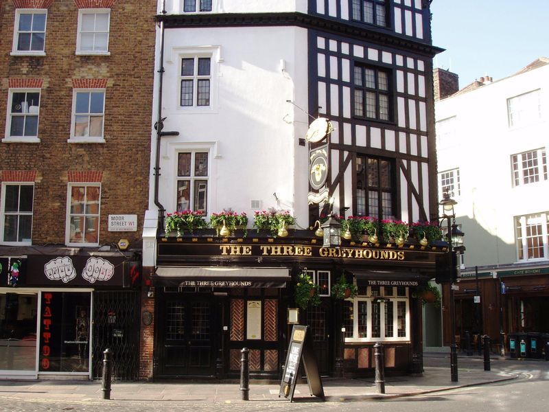 Three Greyhounds W1-3 May 2018. (Pub, External). Published on 07-05-2018