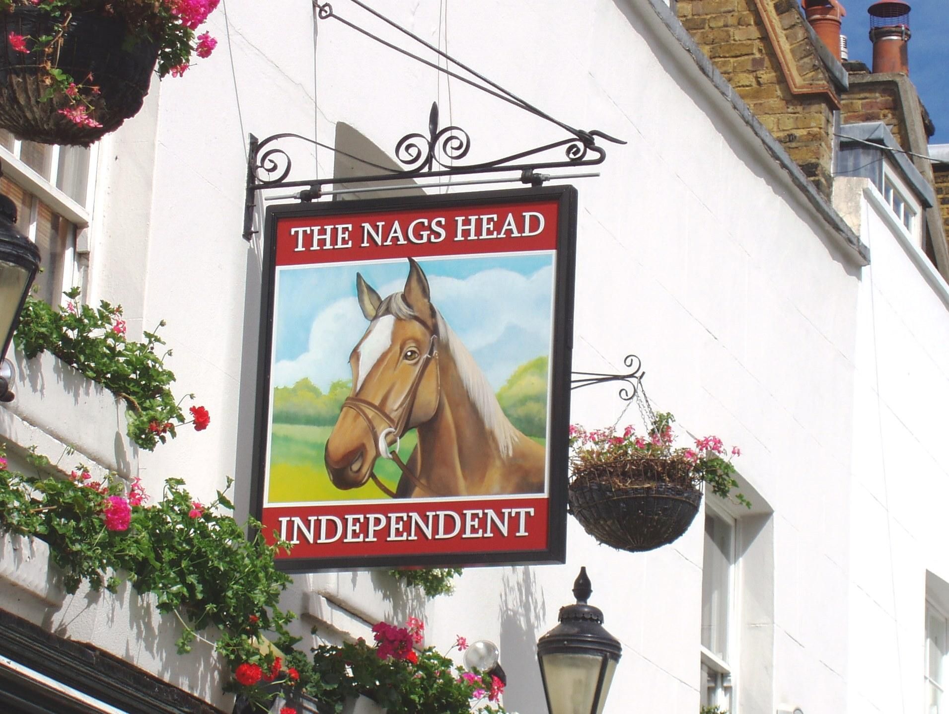 Nags Head SW1 sign. (Pub, External, Sign). Published on 11-06-2017
