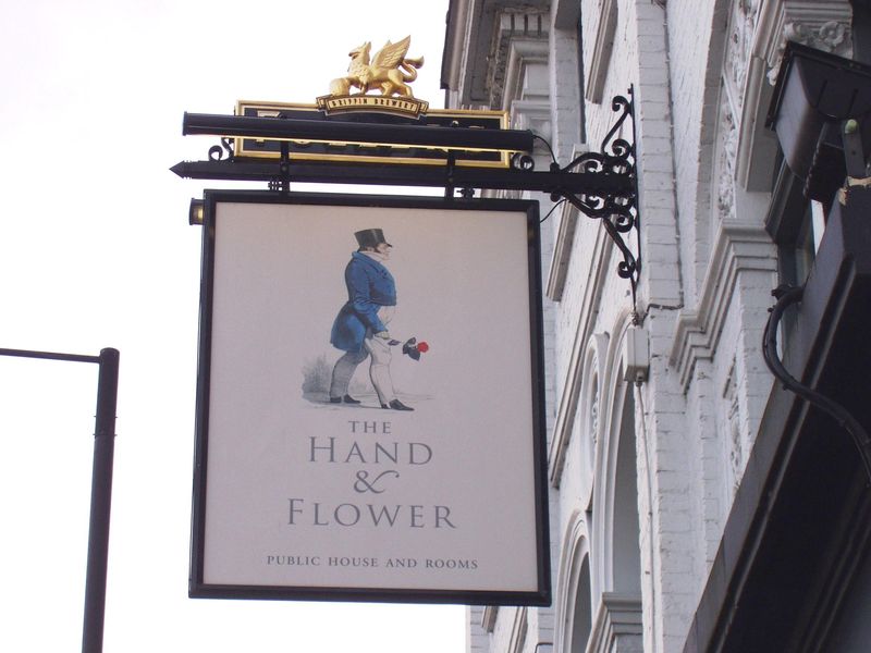 Hand & Flower W14 swingsign. (Pub, External, Sign). Published on 06-01-2019 