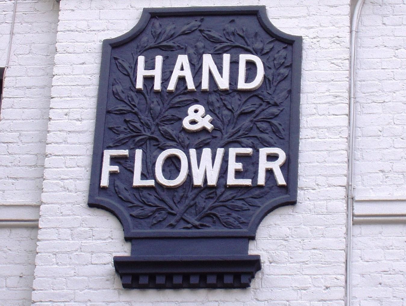 Hnad & Flower wall sign. (Pub, External). Published on 24-08-2024
