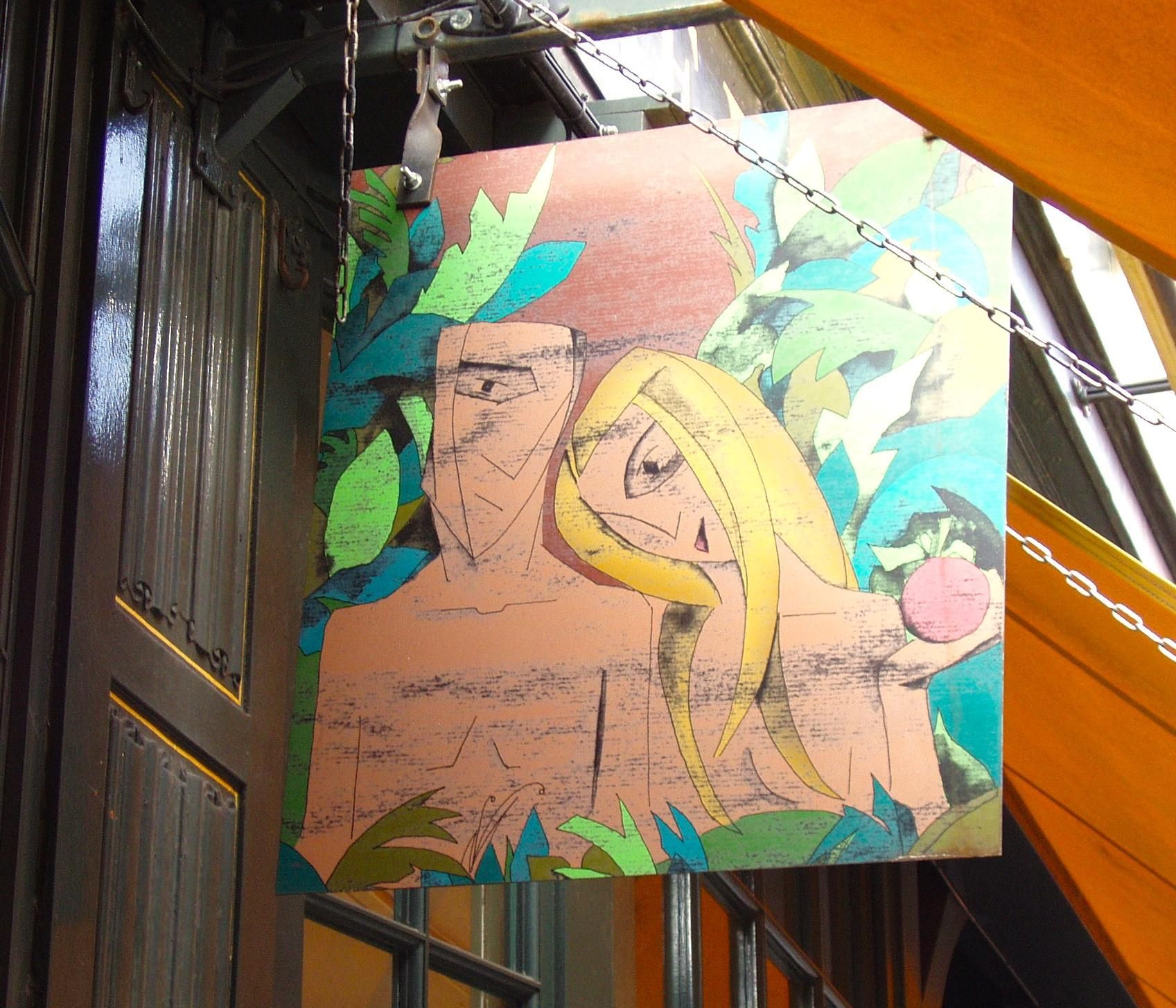 Adam & Eve W1 sign Apr 2023. (Pub, External, Sign). Published on 09-04-2023