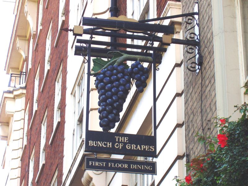 Bunch of Grapes sign SW3 June 2017. (Pub, External, Sign). Published on 11-06-2017