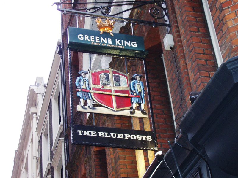 Blue Posts Kingly St sign Jan 2020. (Pub, External, Sign). Published on 01-01-2020