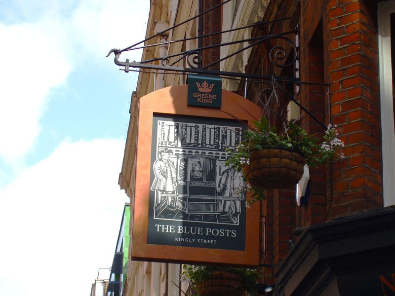 Blue Posts Kingly St-4 June 2025. (Pub, External, Sign). Published on 08-06-2025 