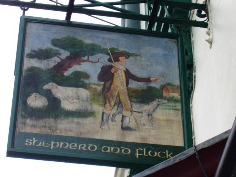 Shepherds Bush, Shepherd and Flock sign. (Pub, External, Sign). Published on 07-08-2013 