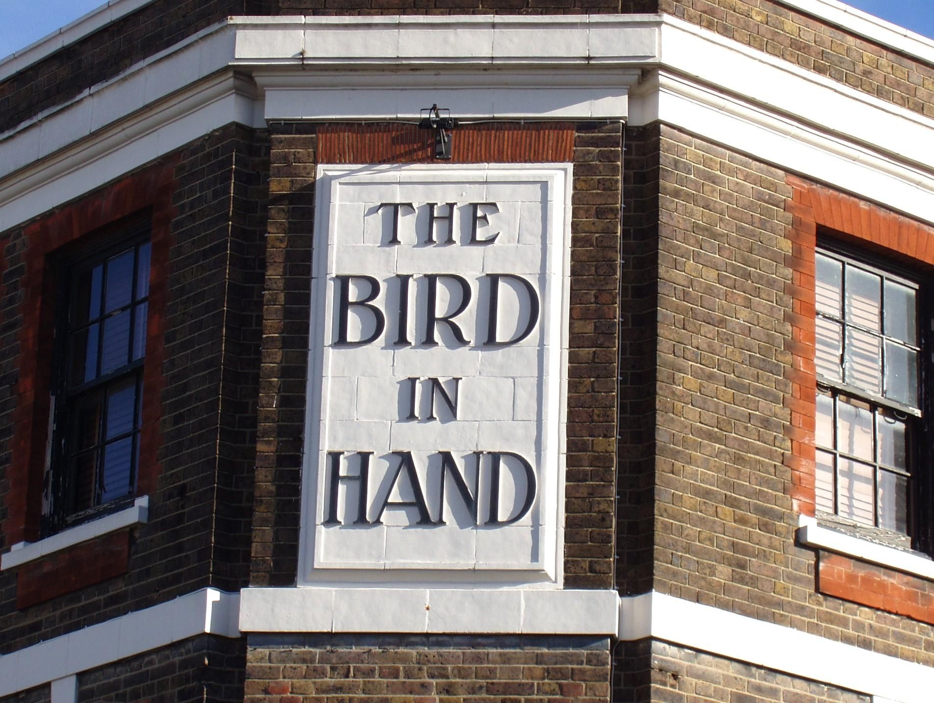 Bird in Hand wall sign Nov 2024. (Pub, External, Sign). Published on 12-11-2024
