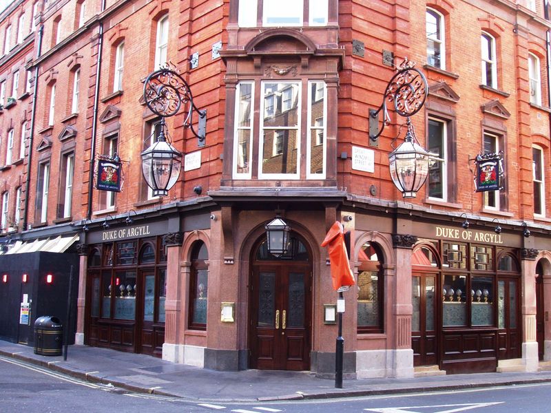 Duke of Argyll W1 Feb 2018. (Pub, External, Key). Published on 25-02-2018