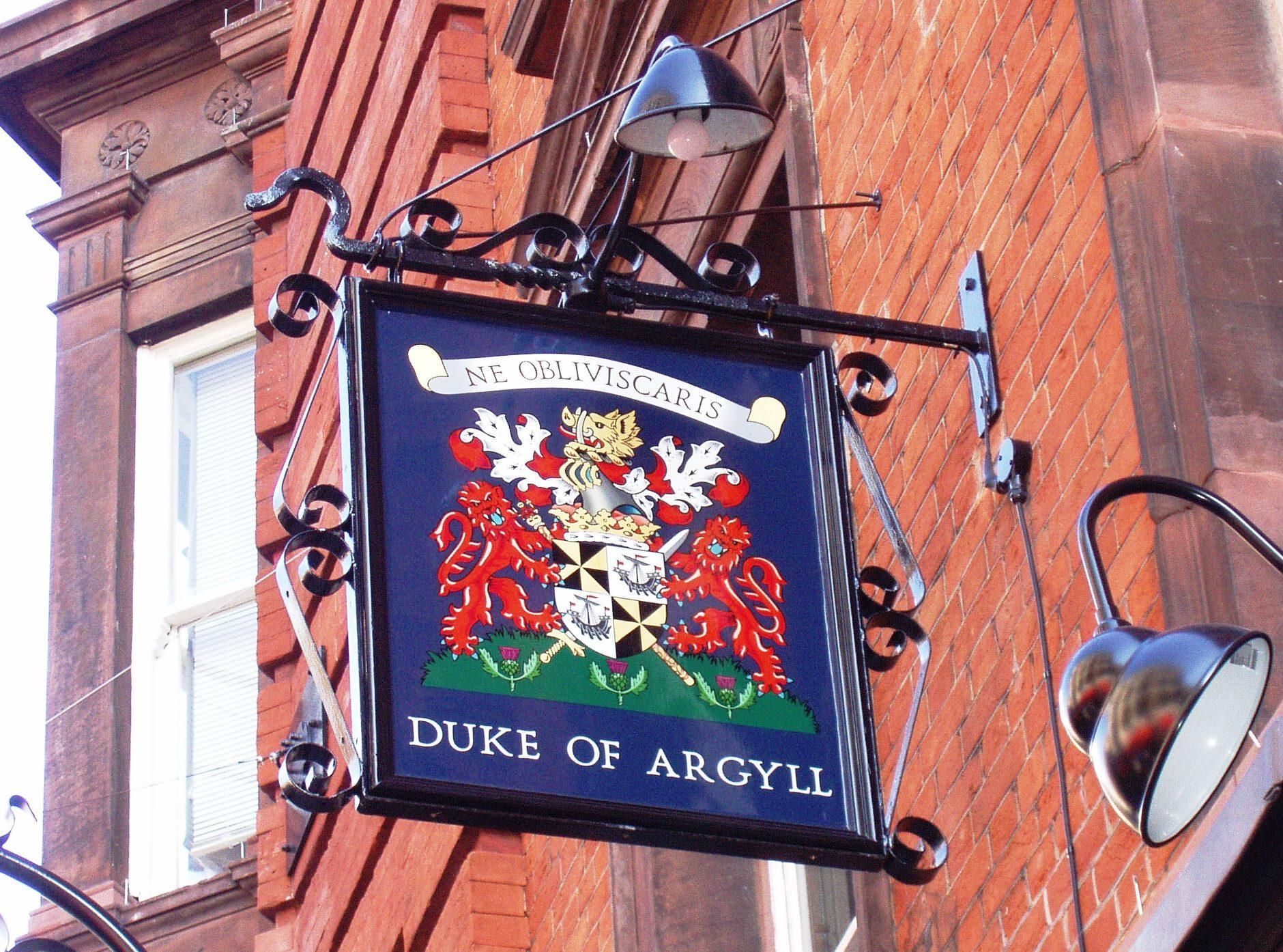 Duke of Argyll W1 sign Feb 2018. (Pub, External, Sign). Published on 25-02-2018