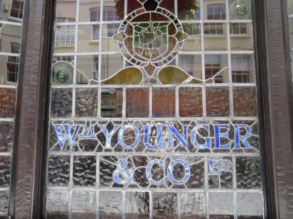 Younger's brewery stained glass in front windows. Photo date May. (External). Published on 27-07-2013