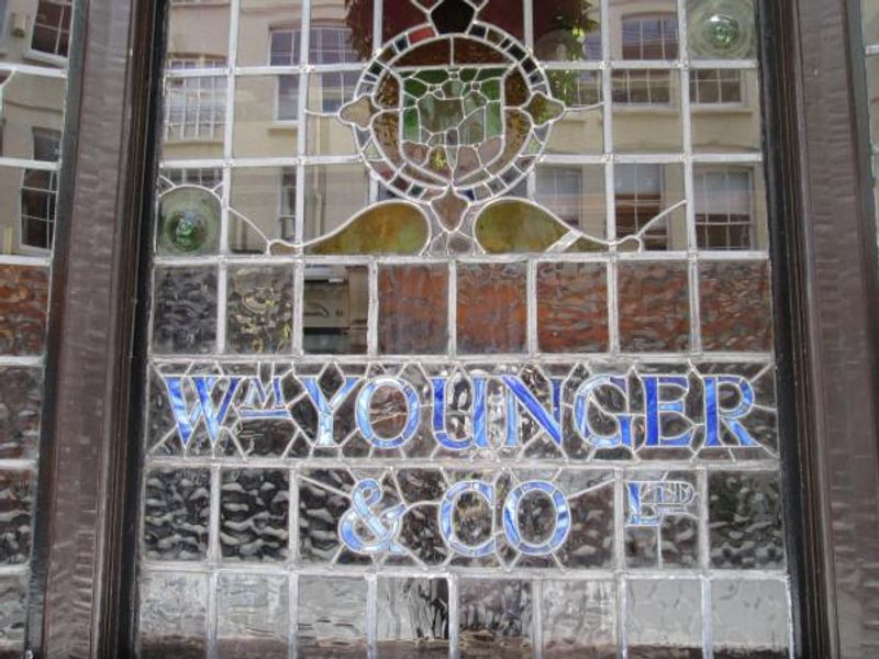 Younger's brewery stained glass in front windows. Photo date May. (External). Published on 27-07-2013 