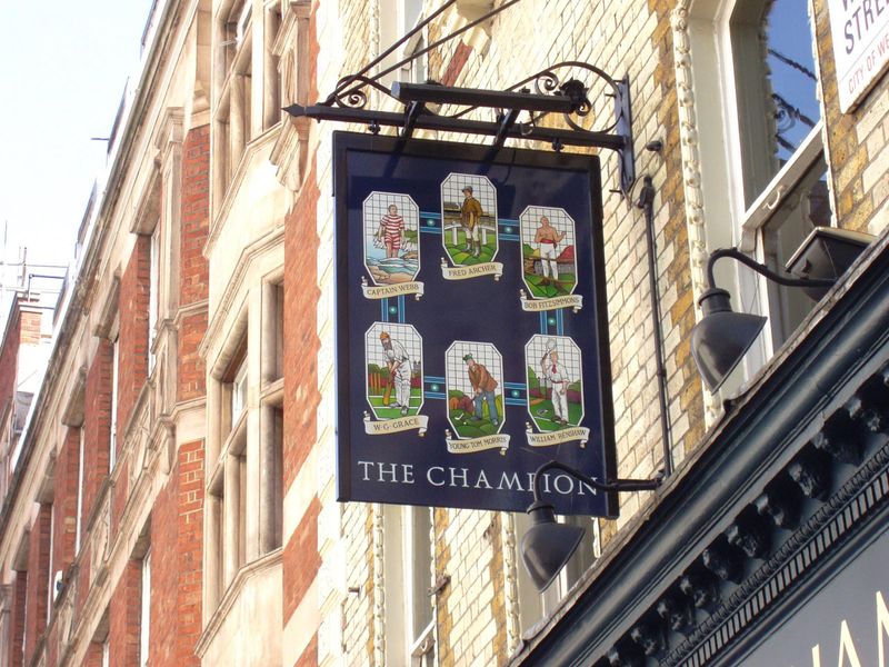 Champion W1 sign May 2018. (Pub, External, Sign). Published on 20-05-2018