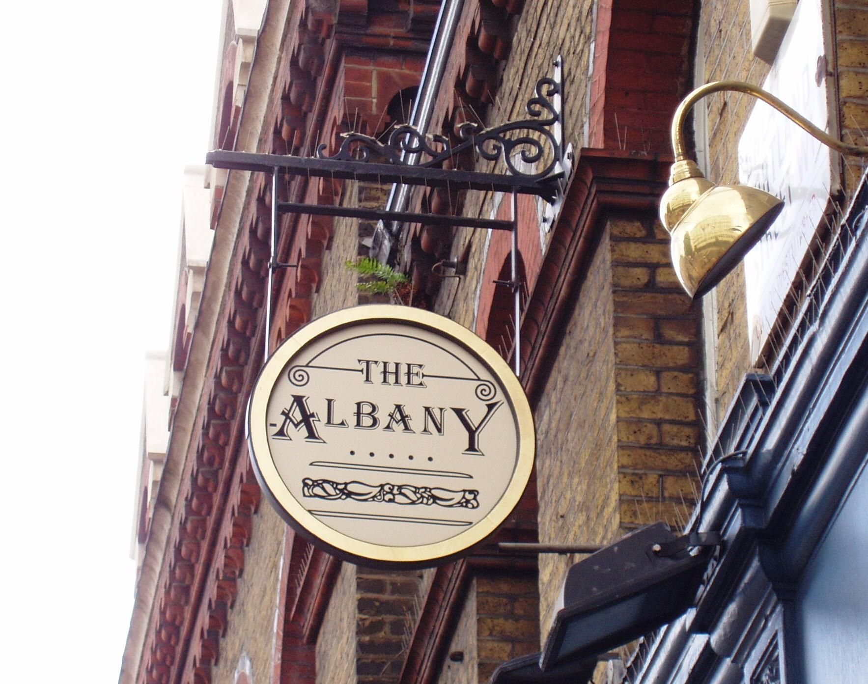 Albany W1 sign July 2017. (Pub, External, Sign). Published on 30-07-2017
