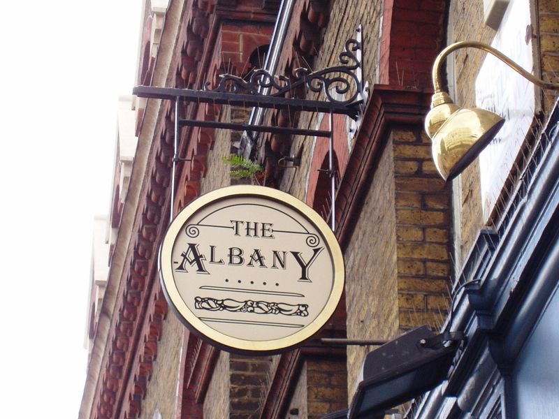 Albany W1 sign July 2017. (Pub, External, Sign). Published on 30-07-2017 