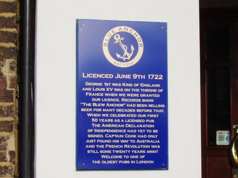 Blue Anchor W6 plaque. (Pub, External). Published on 03-02-2015 
