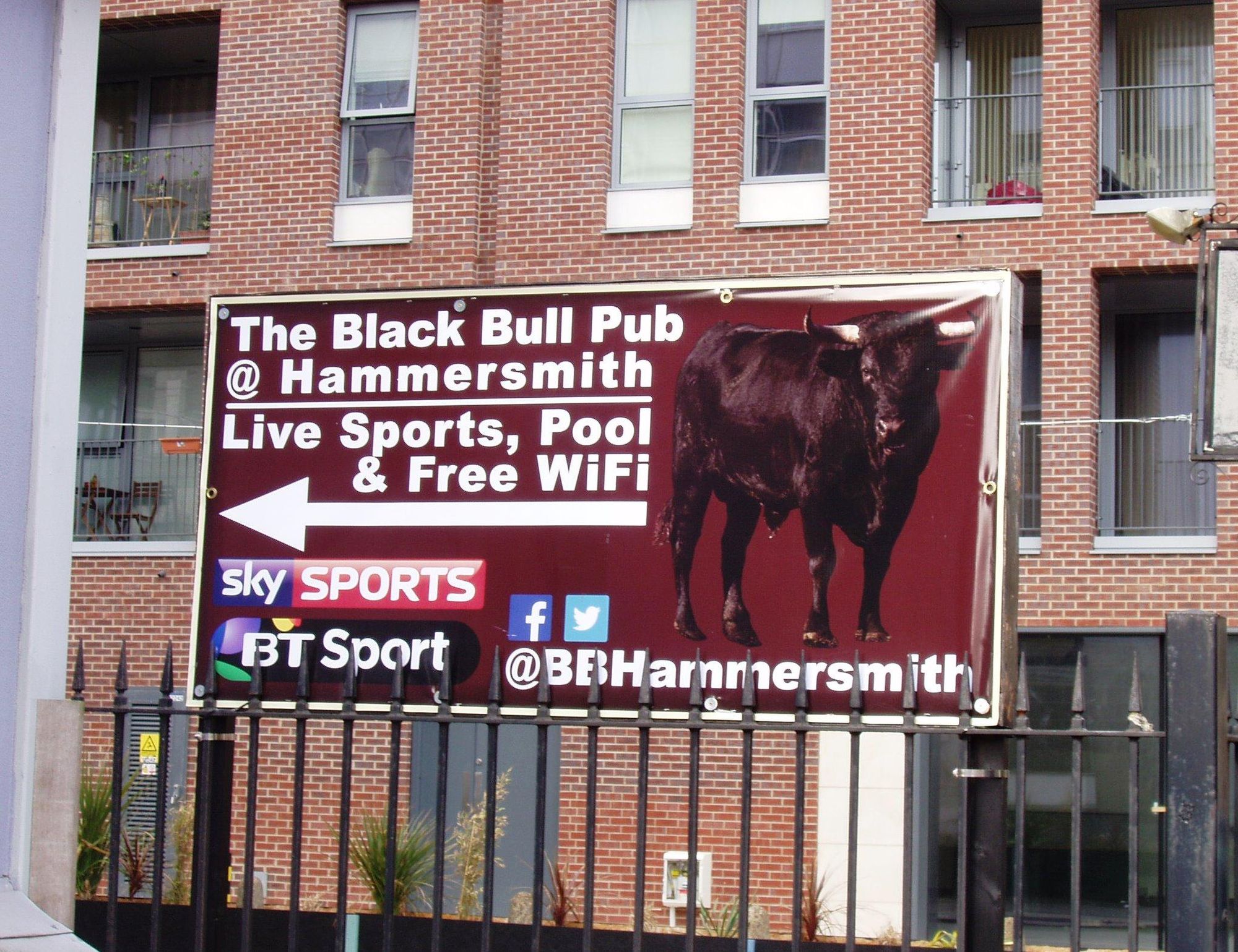 Black Bull W6 poster April 2018. (Pub, External, Sign). Published on 15-04-2018