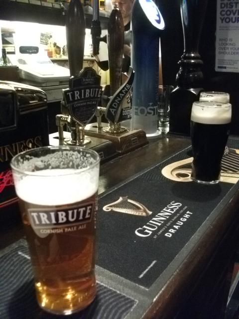 Pint of Tribute & Guinness. (Pub, Bar). Published on 13-02-2018