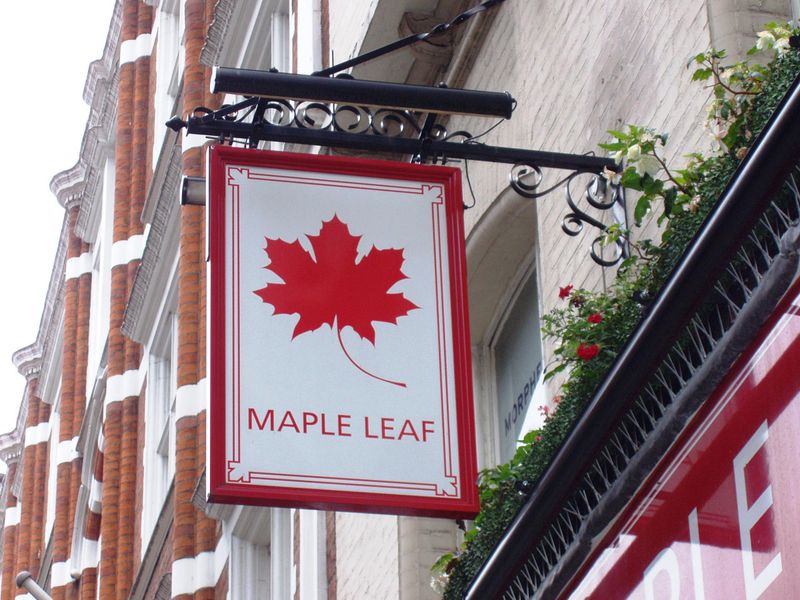 Maple Leaf WC2 sign Sep 2017. (Pub, External, Sign). Published on 17-09-2017