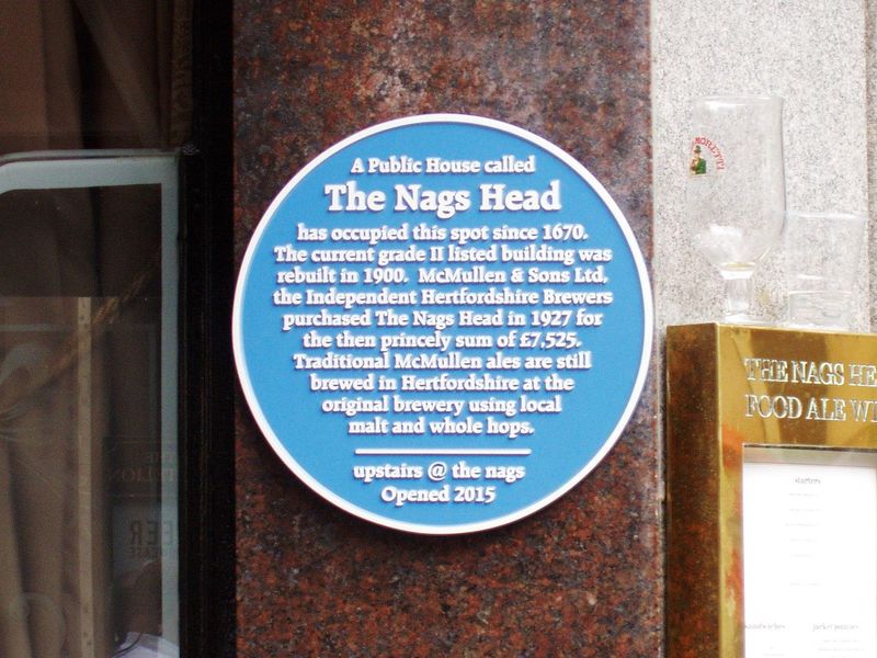 Nags Head WC2 plaque Sep 2017. (Pub). Published on 17-09-2017 
