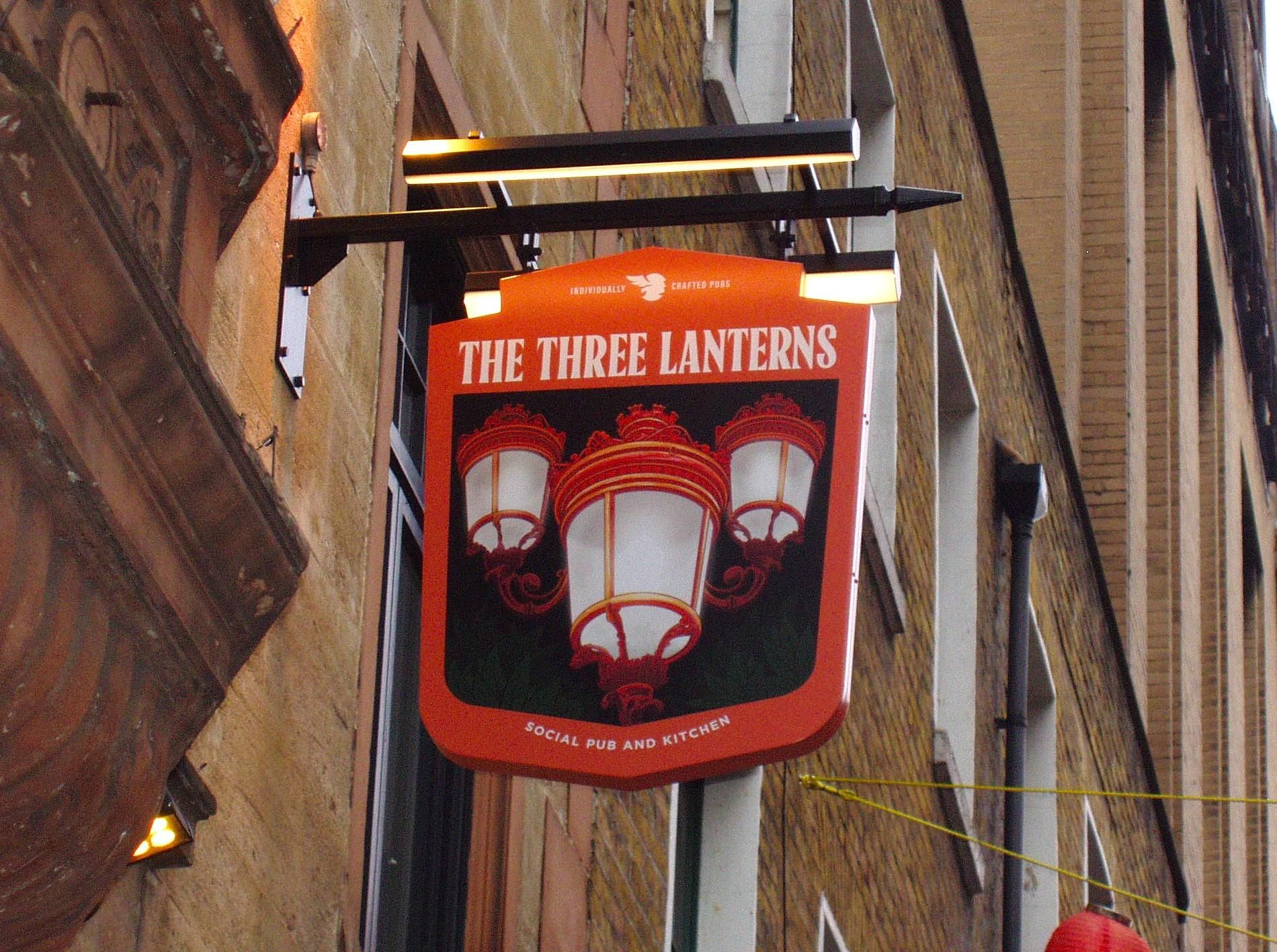 Three Lanterns sign Dec 2024. (Pub, External, Sign). Published on 27-12-2024