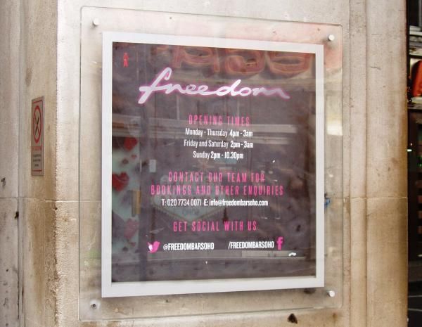 Freedom Bar W1 sign Oct 2015. (Pub, External, Sign). Published on 18-10-2015