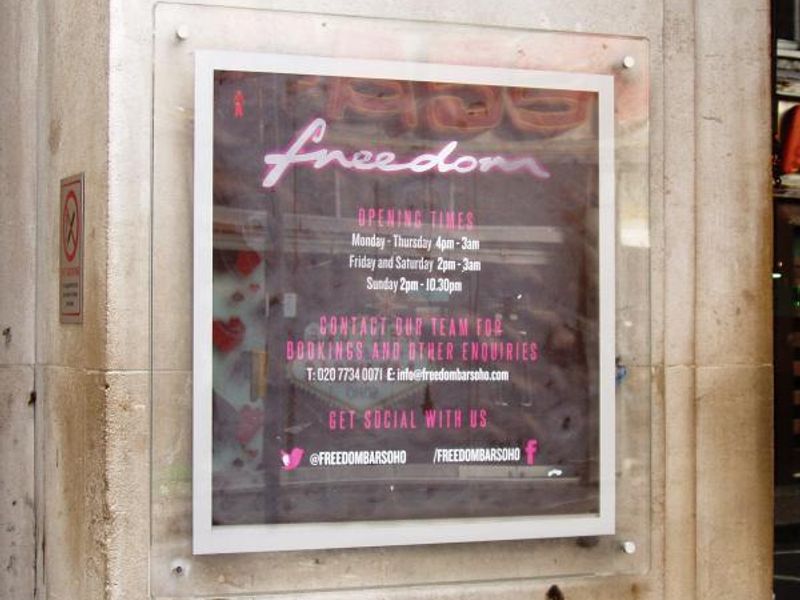 Freedom Bar W1 sign Oct 2015. (Pub, External, Sign). Published on 18-10-2015 