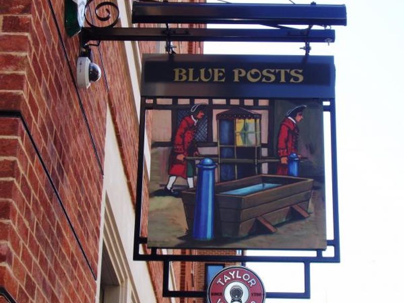 Blue Posts SW1 sign Aug 2015. (Pub, External, Sign). Published on 09-08-2015 