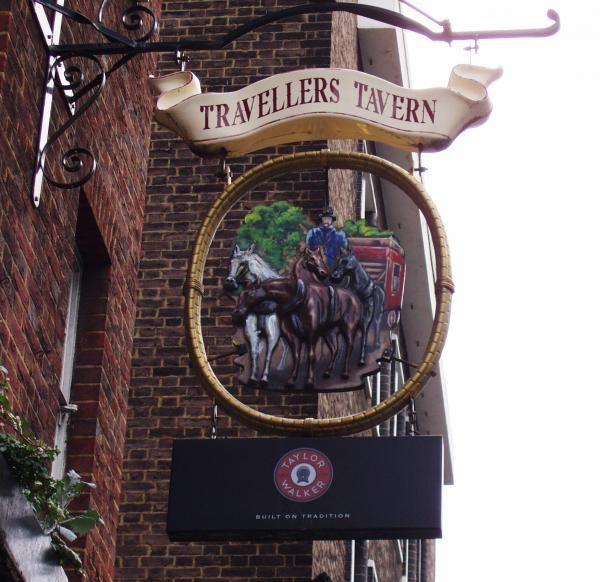 Travellers Tavern sign. (Pub, External, Sign). Published on 01-02-2015