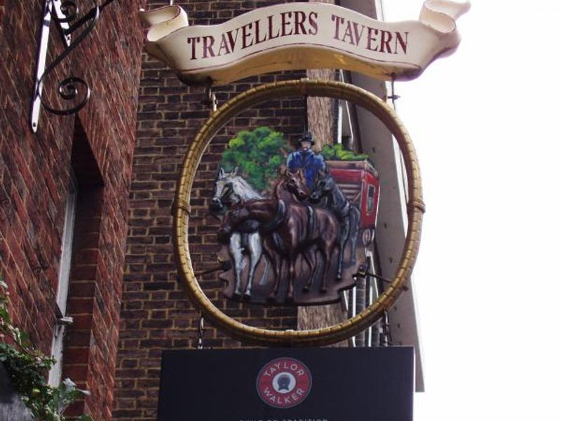 Travellers Tavern sign. (Pub, External, Sign). Published on 01-02-2015 