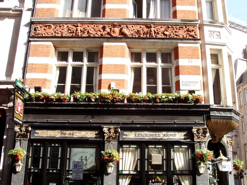 Leicester Arms W1 frieze June 2017. (Pub, External). Published on 05-06-2017 