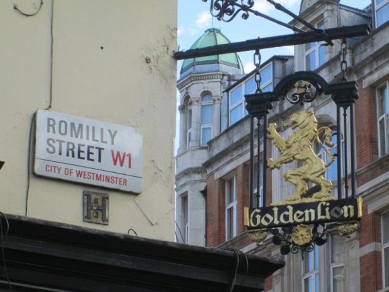 Golden Lion W1 sign at May 2013. (Sign). Published on 21-08-2013