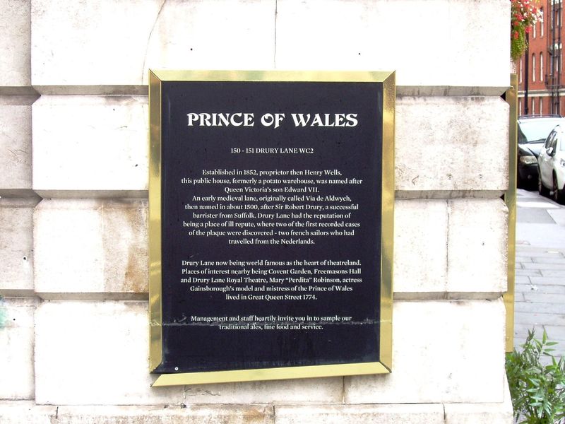 Prince of Wales WC2 plaque Sep 2017. (Pub, External, Sign). Published on 17-09-2017 