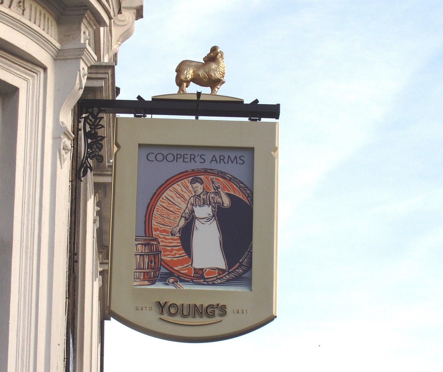 Coopers Arms sign SW3 Mar 2017. (Pub, External, Sign). Published on 14-03-2017
