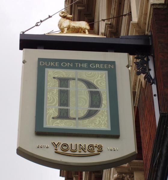 Duke on the Green SW6 sign. (Pub, External, Sign). Published on 28-09-2014