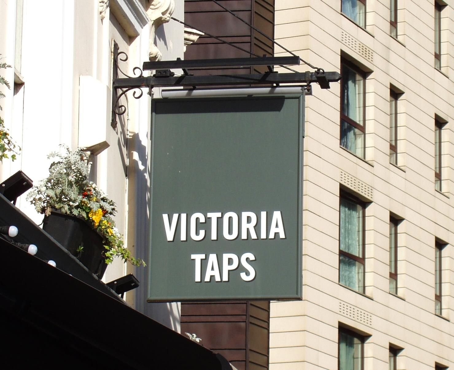 Victoria Taps sign Apr 2022. (Pub, External, Sign). Published on 10-04-2022