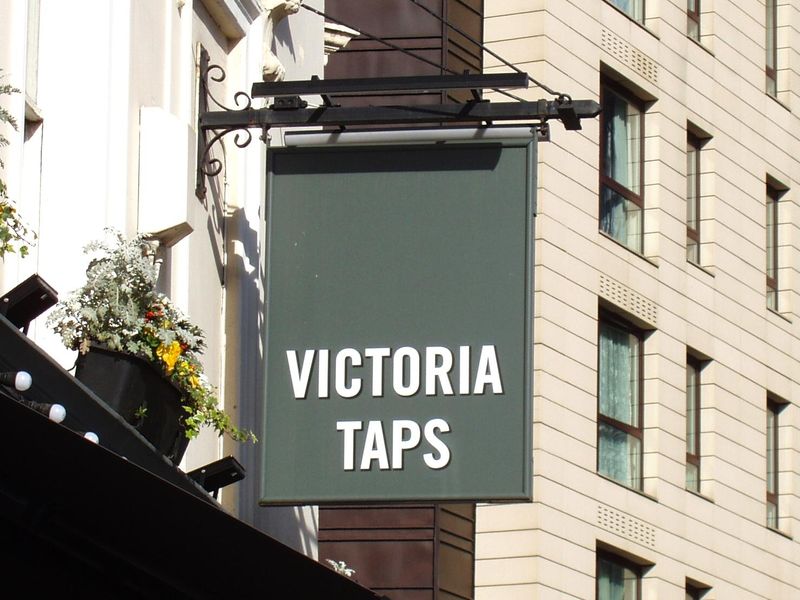 Victoria Taps sign Apr 2022. (Pub, External, Sign). Published on 10-04-2022 