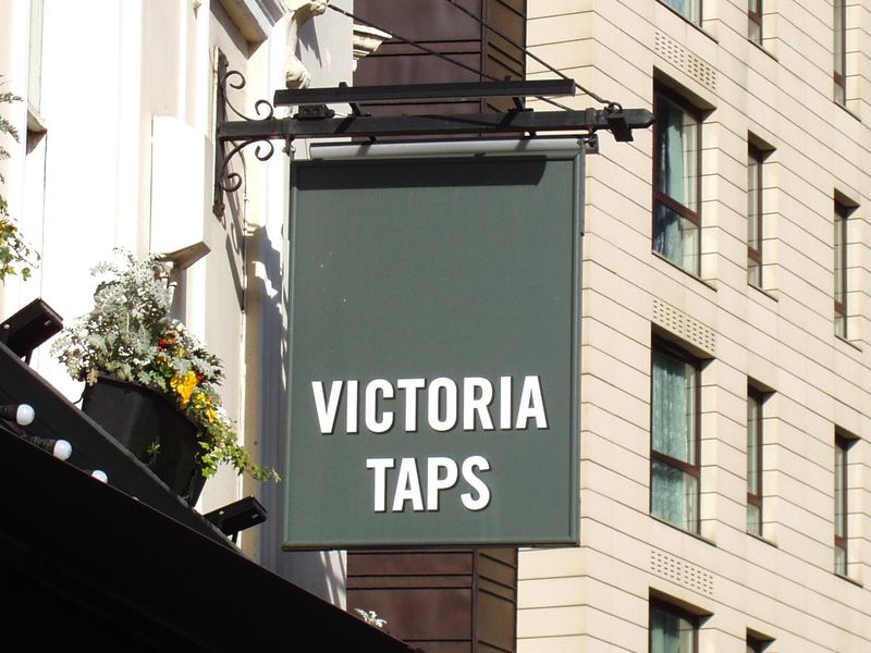 Victoria Taps sign Apr 2022. (Pub, External, Sign). Published on 10-04-2022